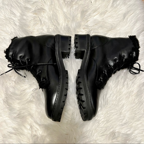 NWT SCHUTZ Faux Shearling Lace up Combat Military Boots Size 7.5 - Picture 3 of 6